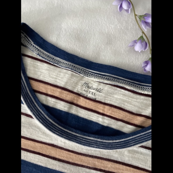 New Madewell Whisper Stripe Ringer Tee Shirt XXL - Picture 5 of 12